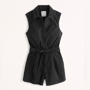 Abercrombie & Fitch Belted Utility Romper in Black
